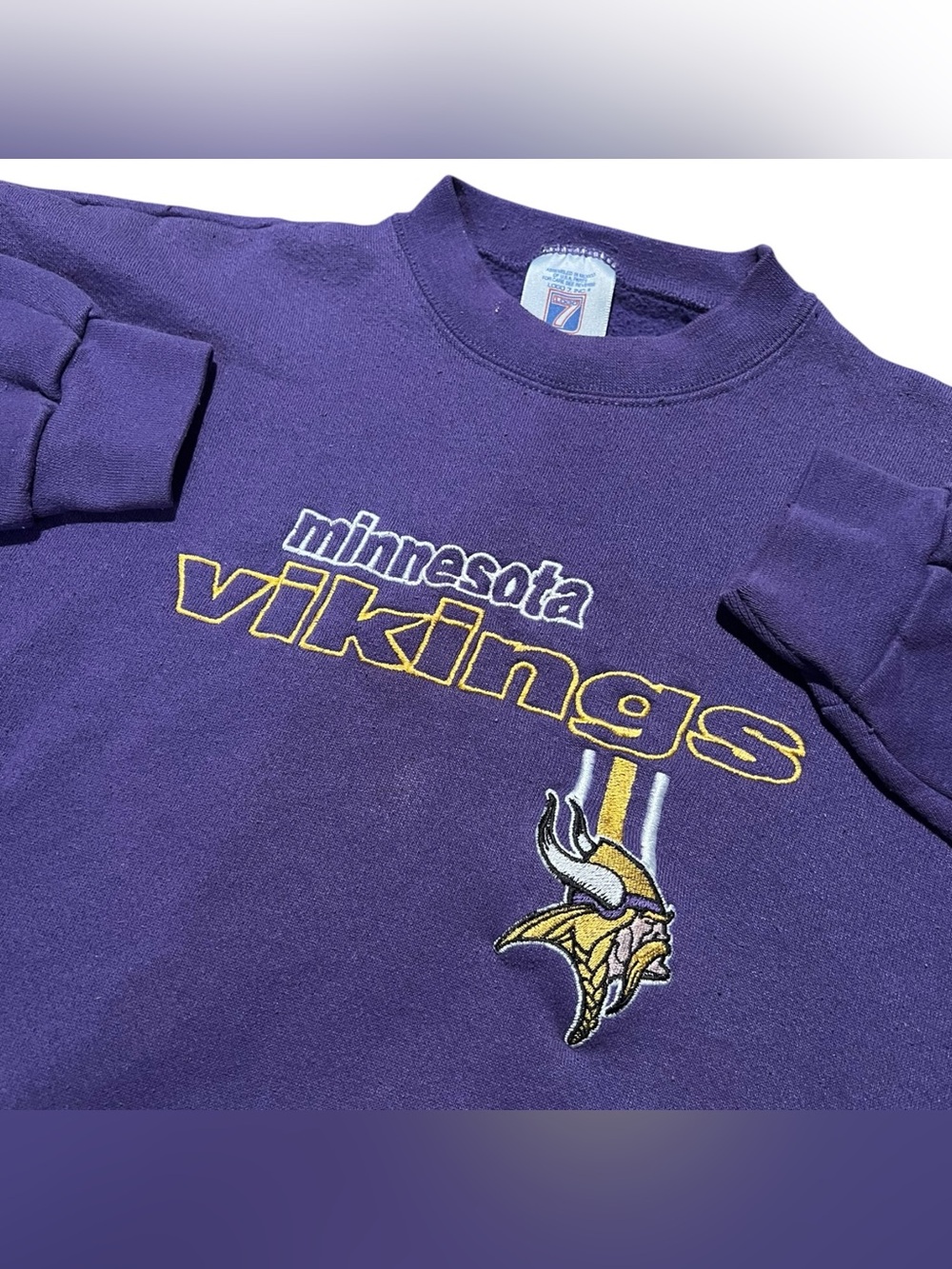 Mens Vintage Logo 7 Minnesota Vikings Purple Crewneck Sweatshirt Sz XL